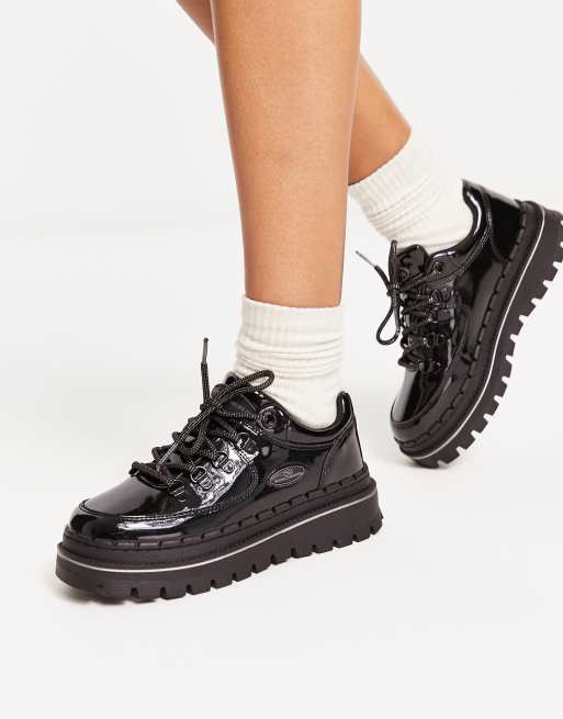 Jammers chunky sneakers patent black | ASOS