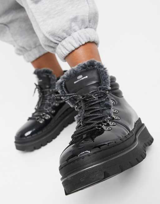 Skechers black outlet quilted boots