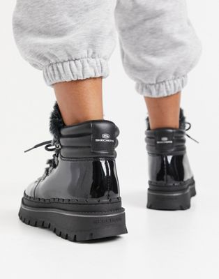 skechers grey lace up boots
