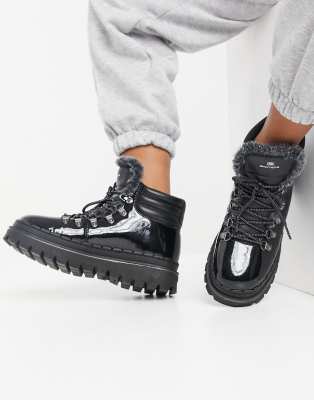 skechers black lace up boots