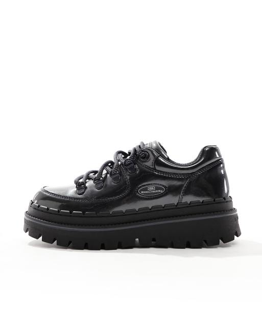 Skechers – Jammers – Lackleder-Sneaker in Stil der 90er in Marineblau, 2 von 5