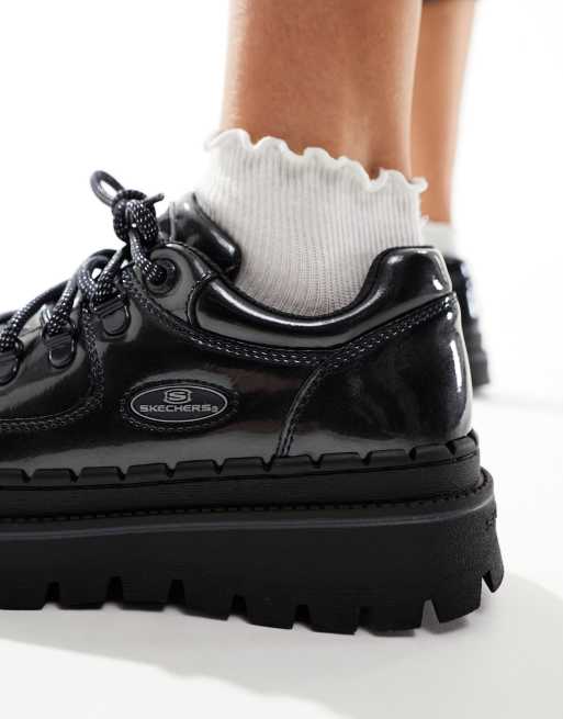 Skechers – Jammers – Lackleder-Sneaker in Stil der 90er in Marineblau, 4 von 5
