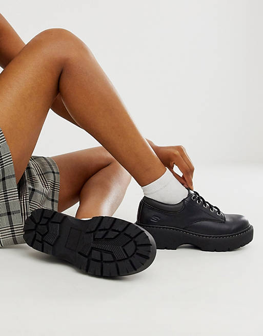 Rijd weg regen Waardeloos Skechers - Jaren 90 stijl schoenen met vierkante neus in zwart | ASOS