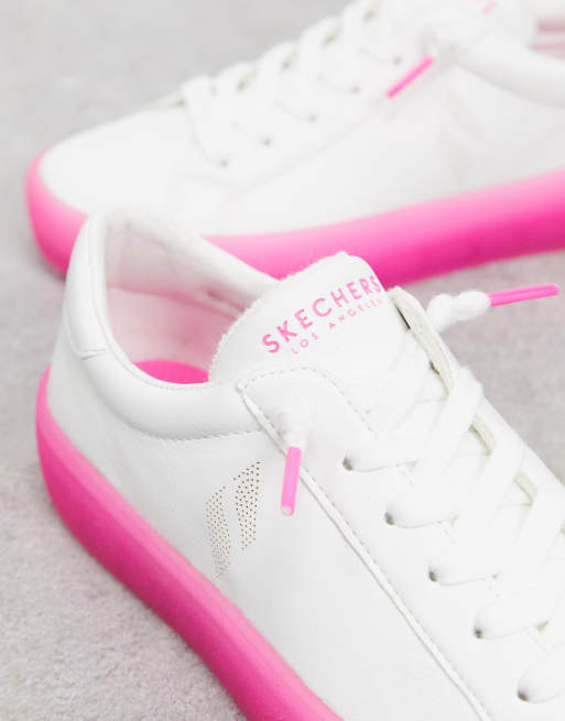 White sneakers with clearance pink