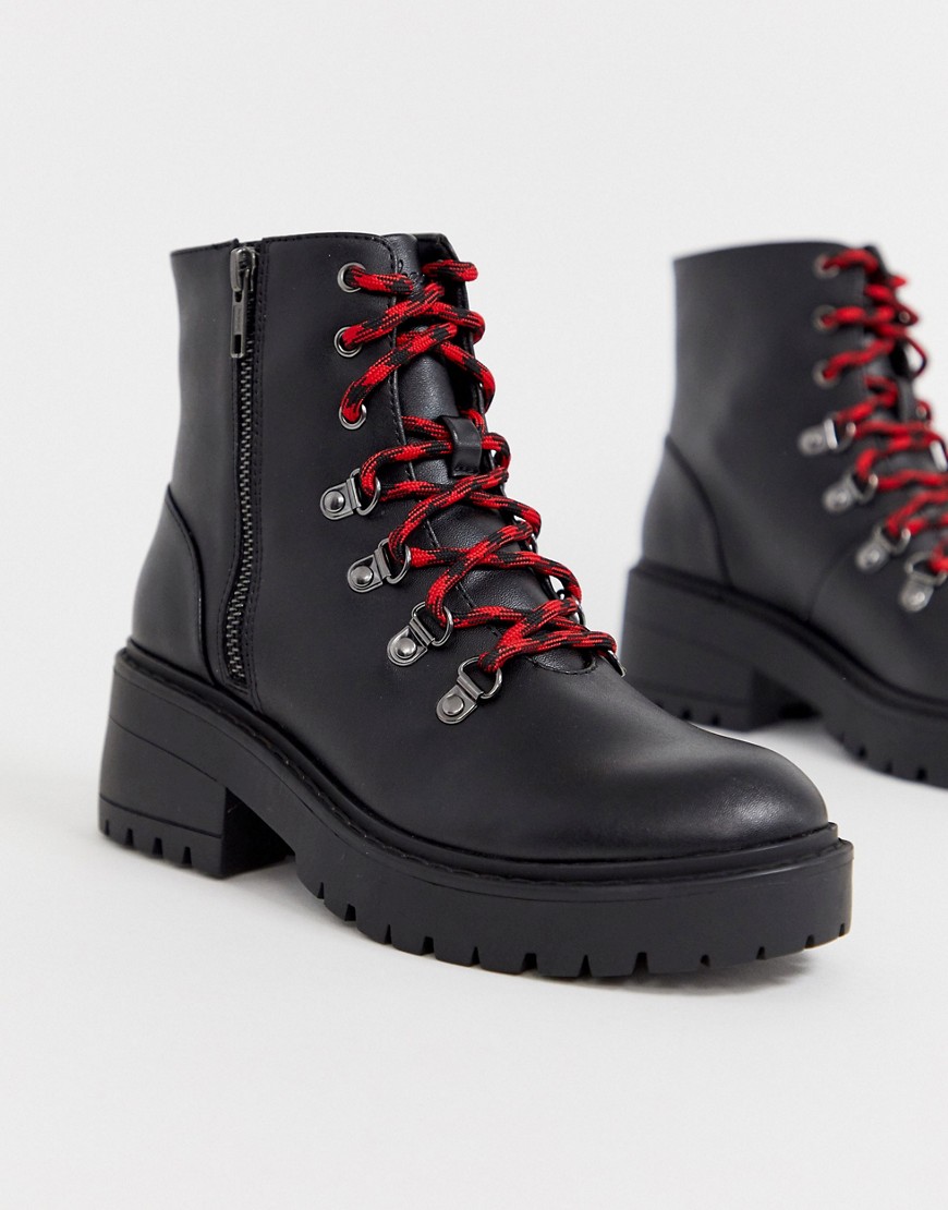 Skechers – Luggy – Svarta boots i läder med 7 öljetter