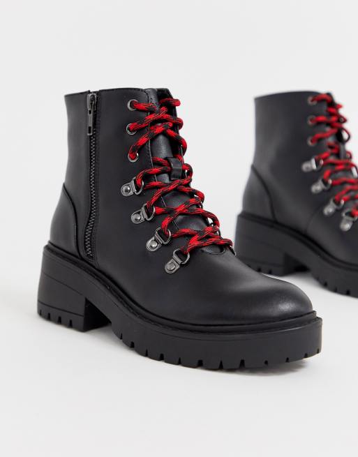 Skechers – Luggy – Svarta boots i läder med 7 öljetter