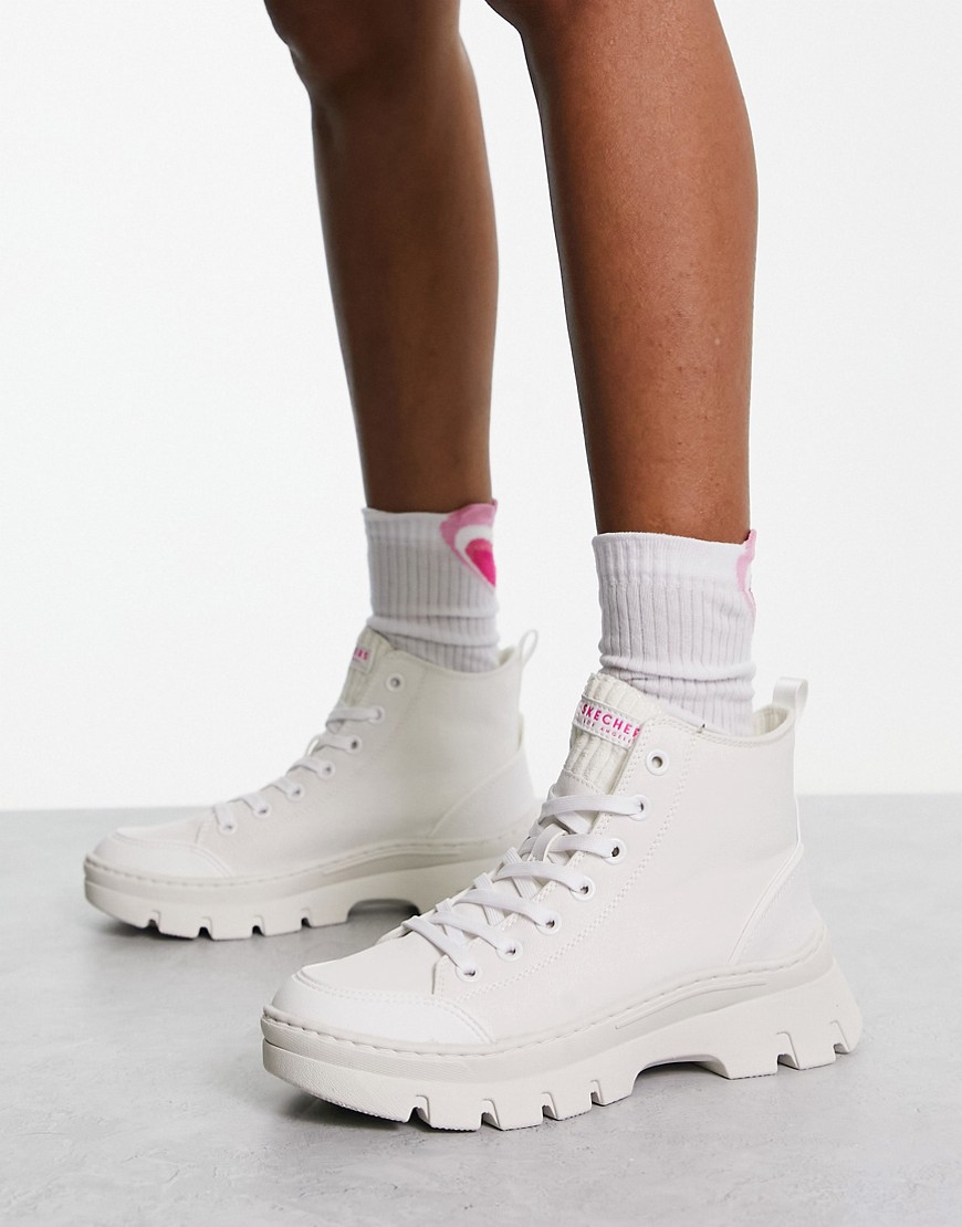skechers - roadies - sneakers alte in tela bianca-bianco