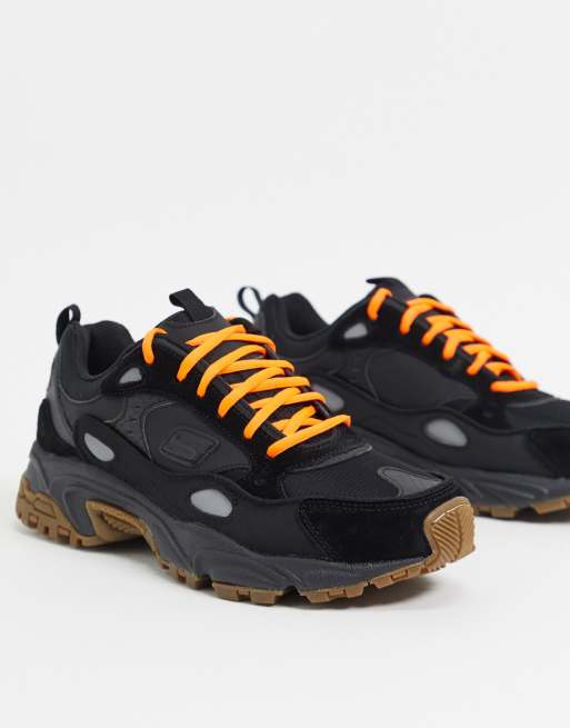 Black and store orange skechers