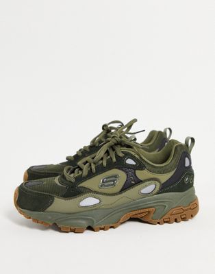 Skechers stamina contic trainers in olive