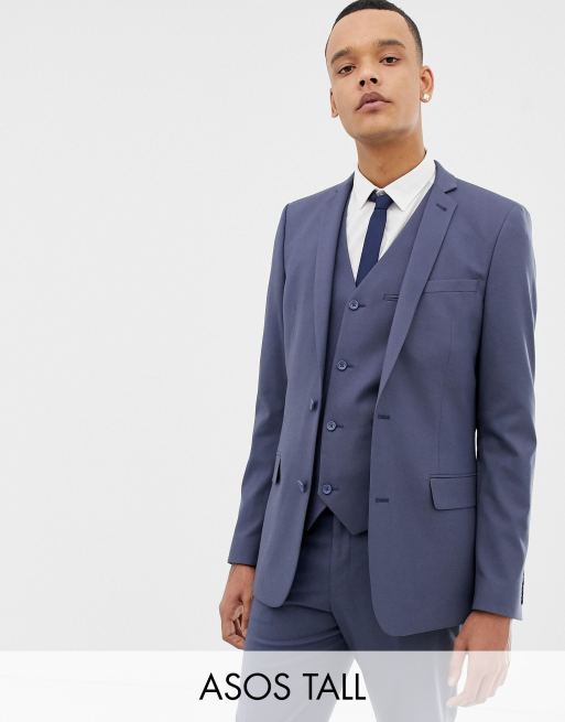 Skifferblåt jakkesæt med smal pasform fra ASOS DESIGN Tall, 2 af 4