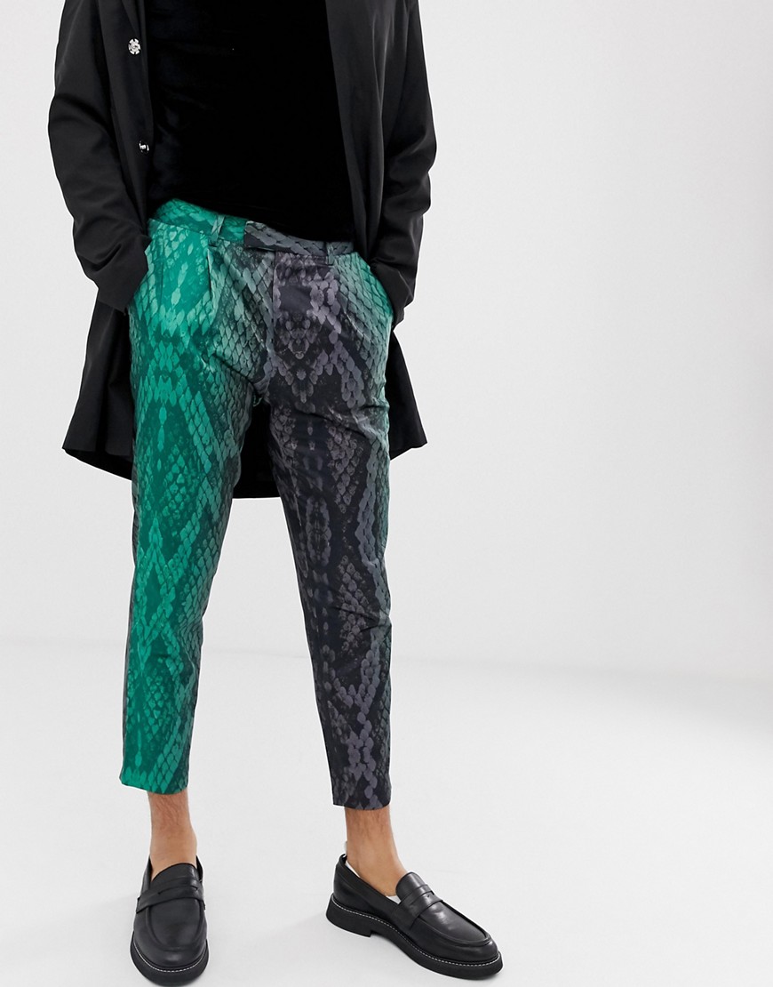 Skinny bukser i slangeprint fra ASOS DESIGN-Sort