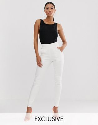 Skinny-bukser med ankellynlås fra Parallel Lines-Hvid