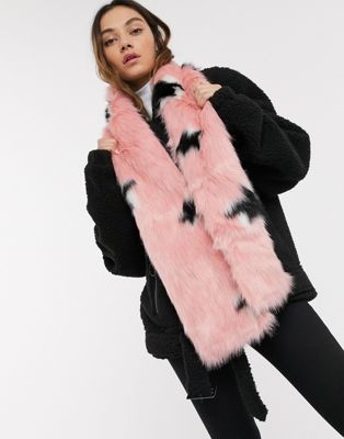Skinny Dip Blush Star Faux Fur Scarf-Pink