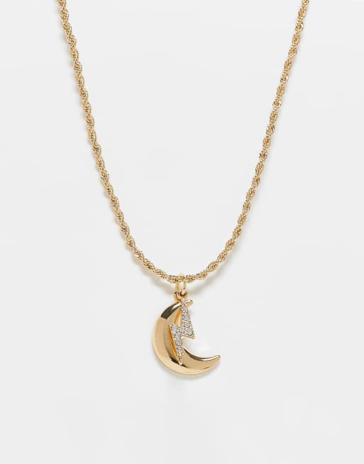 Skinny Dip gold choker necklace with half moon pendant