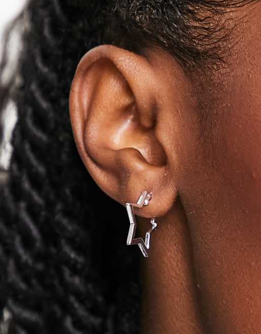 Star shaped hot sale hoop earrings