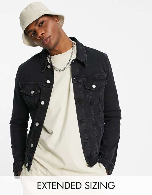 Skinny-fit denimjakke i forvasket sort fra ASOS DESIGN