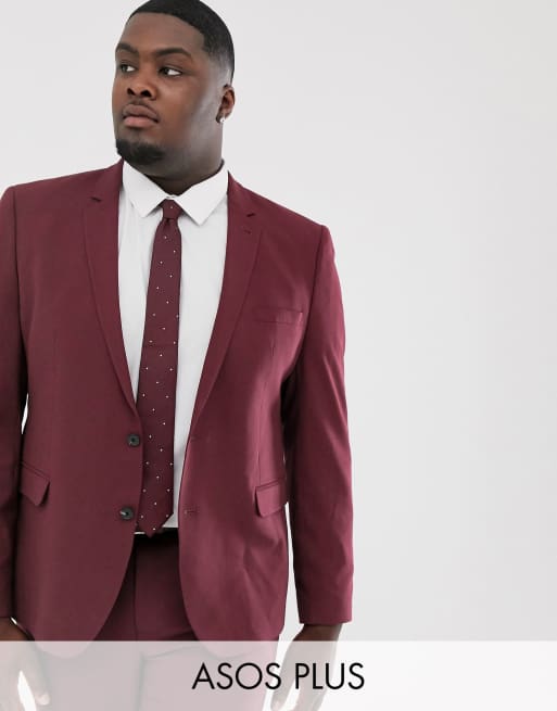 Bourdeaux jakkesæt i skinnyfit fra ASOS DESIGN Plus, 2 af 3