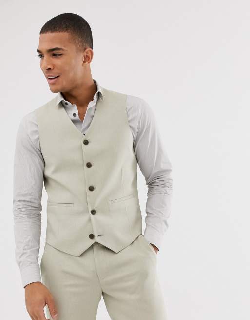 Stenfarvet skinny jakkesæt til bryllup i mikrotekstur fra ASOS DESIGN, 3 af 3