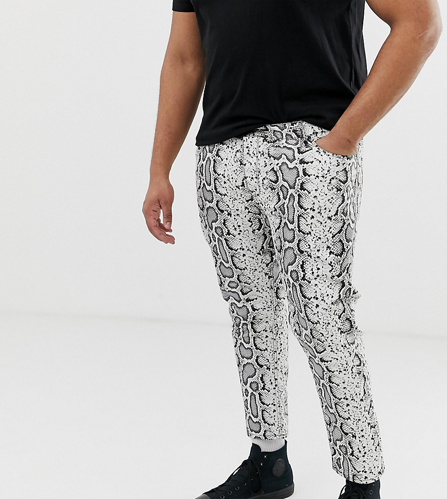 Skinny jeans i læderlook med slangeprint fra ASOS DESIGN Plus-Sort