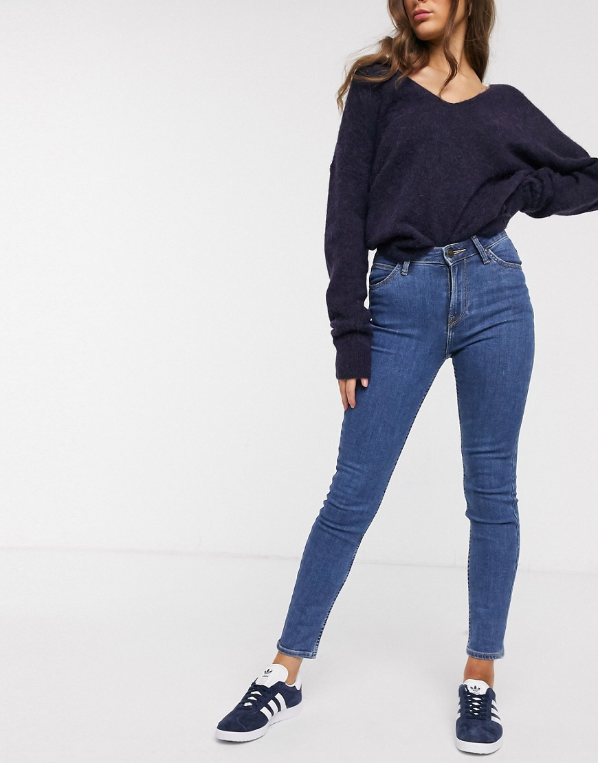 Skinny jeans med høj talje fra Lee Scarlett-Blå