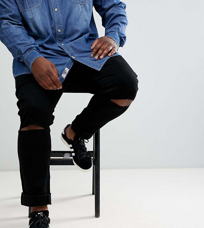 Skinny Jeans med revet knæ fra Jacamo Plus-Sort