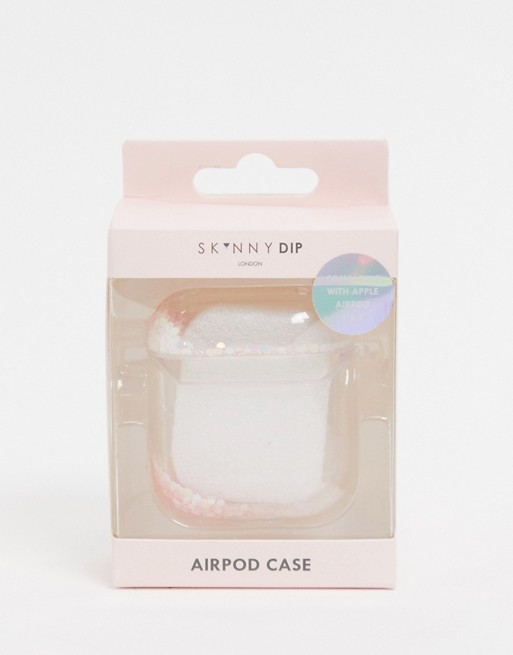 Skinnydip airpod case in pink glitter