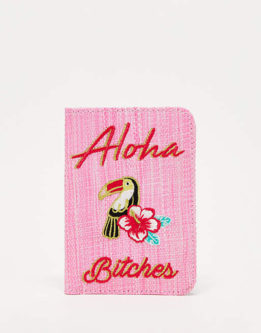 Skinnydip aloha passport holder in pink