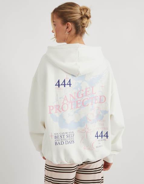 Skinnydip Angel protected ecru hoodie in ecru - view 1