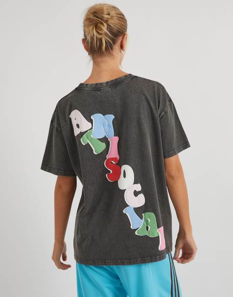 Skinnydip Antisocial acid wash t-shirt in grey - view 1