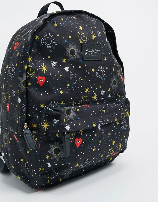 Skinnydip backpack in recycled black celestial print