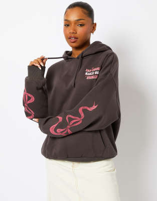 Skinnydip Bad choices make good stories hoodie in grey in grey