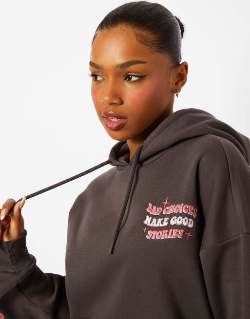 Skinnydip Bad choices make good stories hoodie in grey, 2 of 4