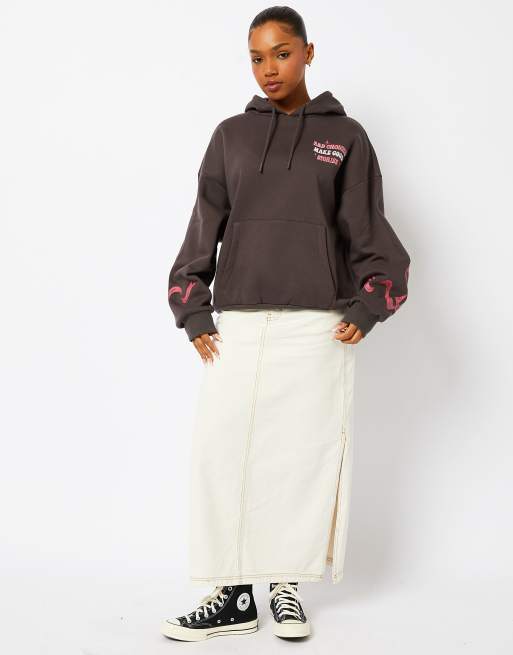 Skinnydip Bad choices make good stories hoodie in grey, 4 of 4