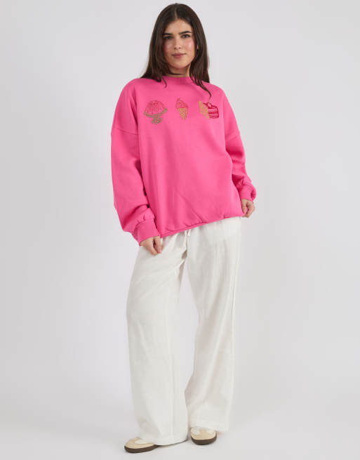 Skinnydip Beaded cake sweatshirt in pink, 3 of 4