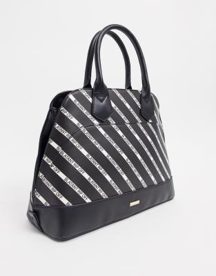 zip tote bag with studded sides