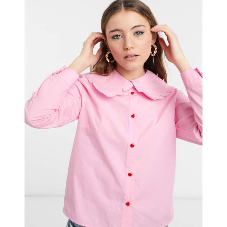 Pink peter pan store collar top