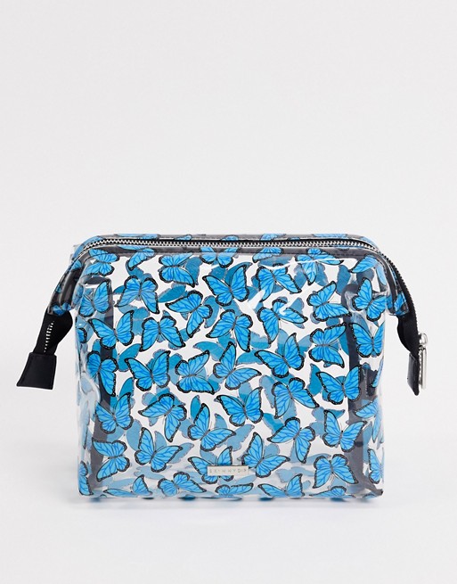 Skinnydip blue butterfly wash bag
