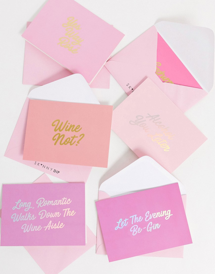 Skinnydip - Boozy - Set van kaarten voor alle gelegenheden-Roze