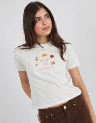 Skinnydip Born to brunch baby tee in white