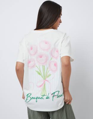 Skinnydip Bouquet de fleurs t-shirt in white