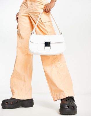 Skinnydip buckle shoulder bag in white croc - ASOS Price Checker