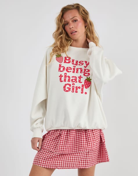 Skinnydip Busy being that girl sweatshirt in white - view 1