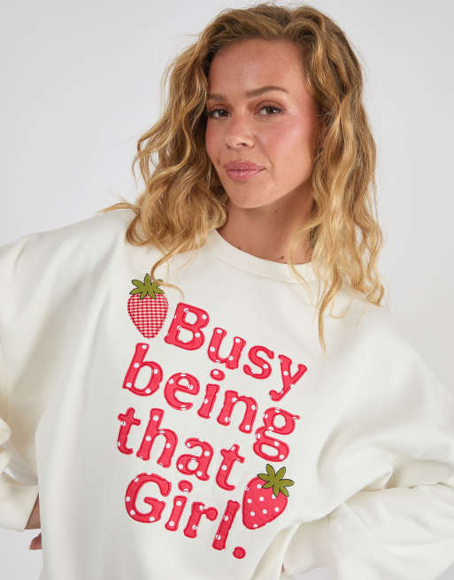 Skinnydip Busy being that girl sweatshirt in white, 2 of 4