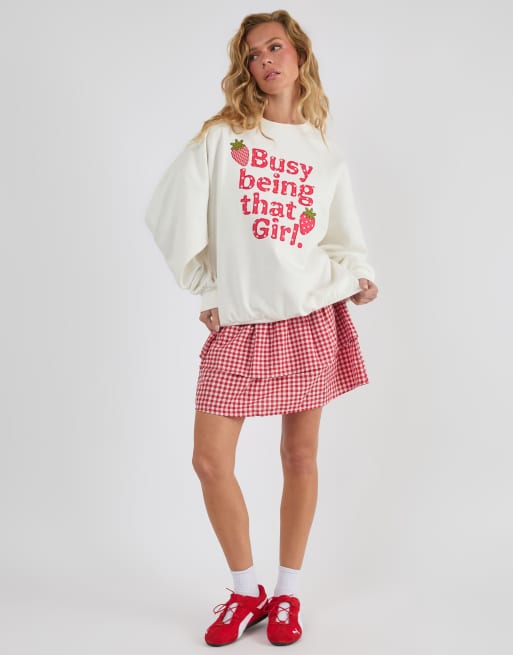 Skinnydip Busy being that girl sweatshirt in white, 4 of 4
