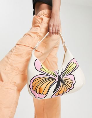 Skinnydip butterfly shoulder bag in off white
