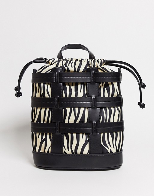Skinnydip cage backpack in black zebra
