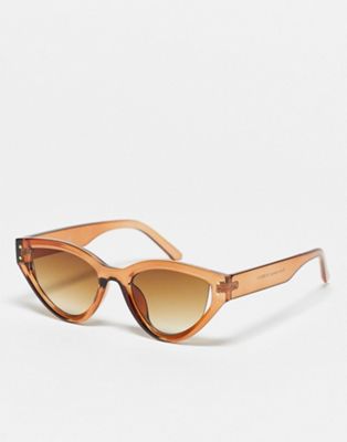 Skinnydip cat eye sunglasses in beige with cut out detail