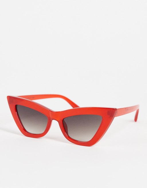 Skinnydip cat eye sunglasses in red with tinted lens