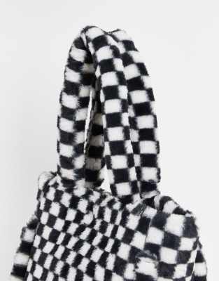 fluffy black tote bag