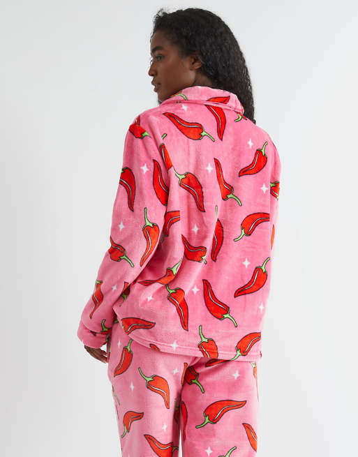 Skinnydip Chilli sparkle twosie fleece pyjama set in white, 2 of 4